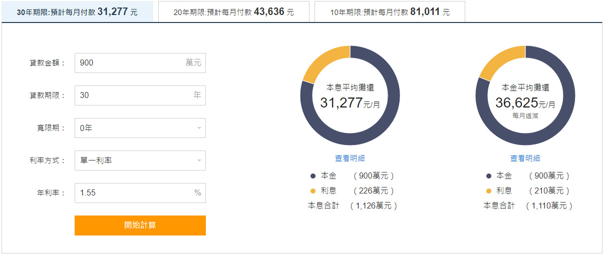  土銀貸款試算每月還款試算表